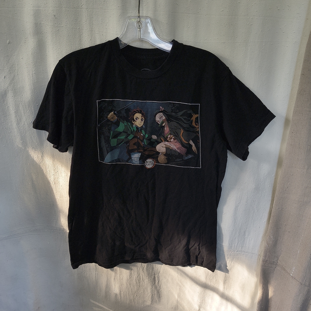 Unisex Size Medium Demon Slayer Black Graphic Tee - Short Sleeve